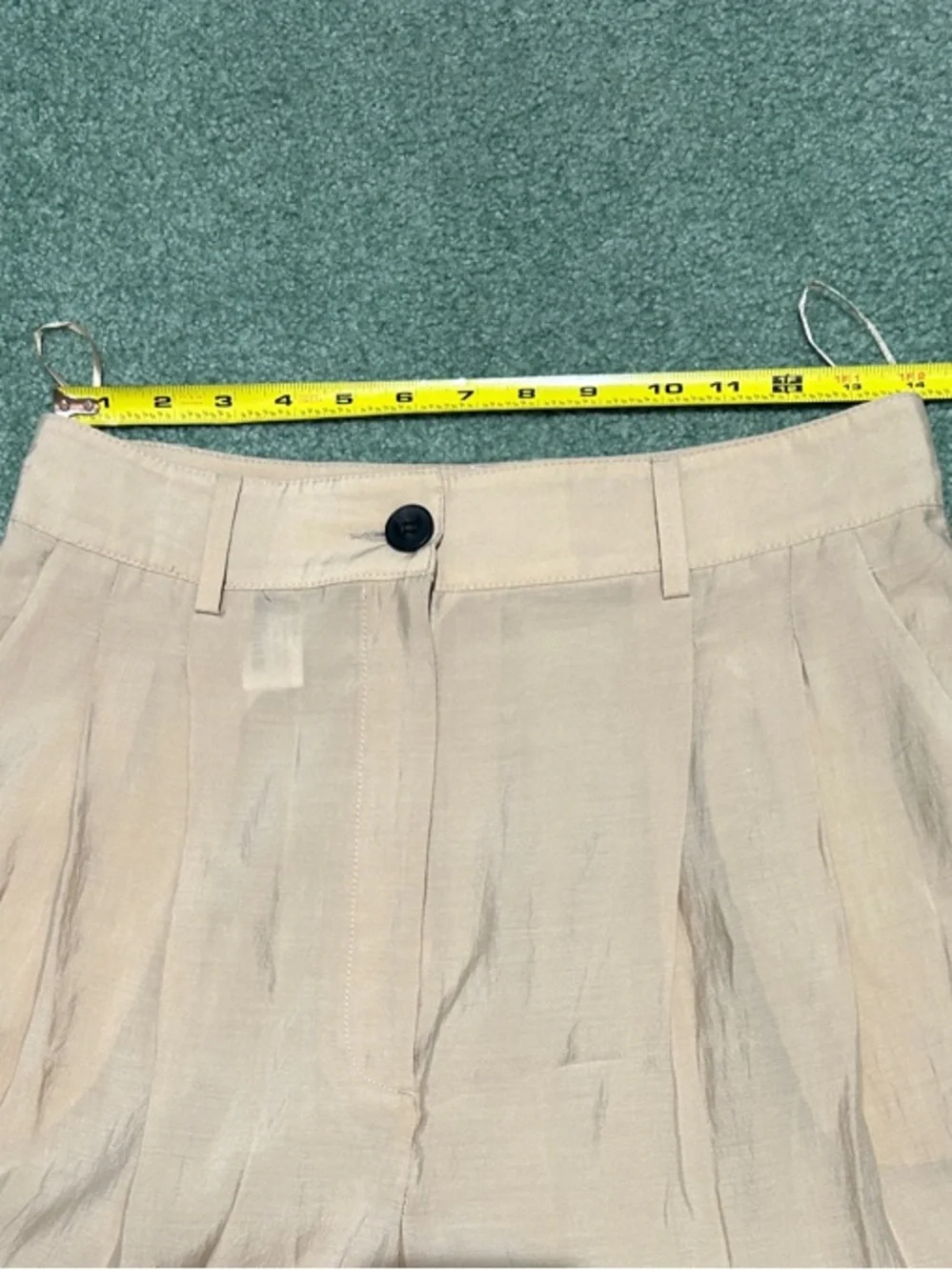NWT Zara High Waisted Pleated Wide-Leg Linen-Blend Trousers - Beige